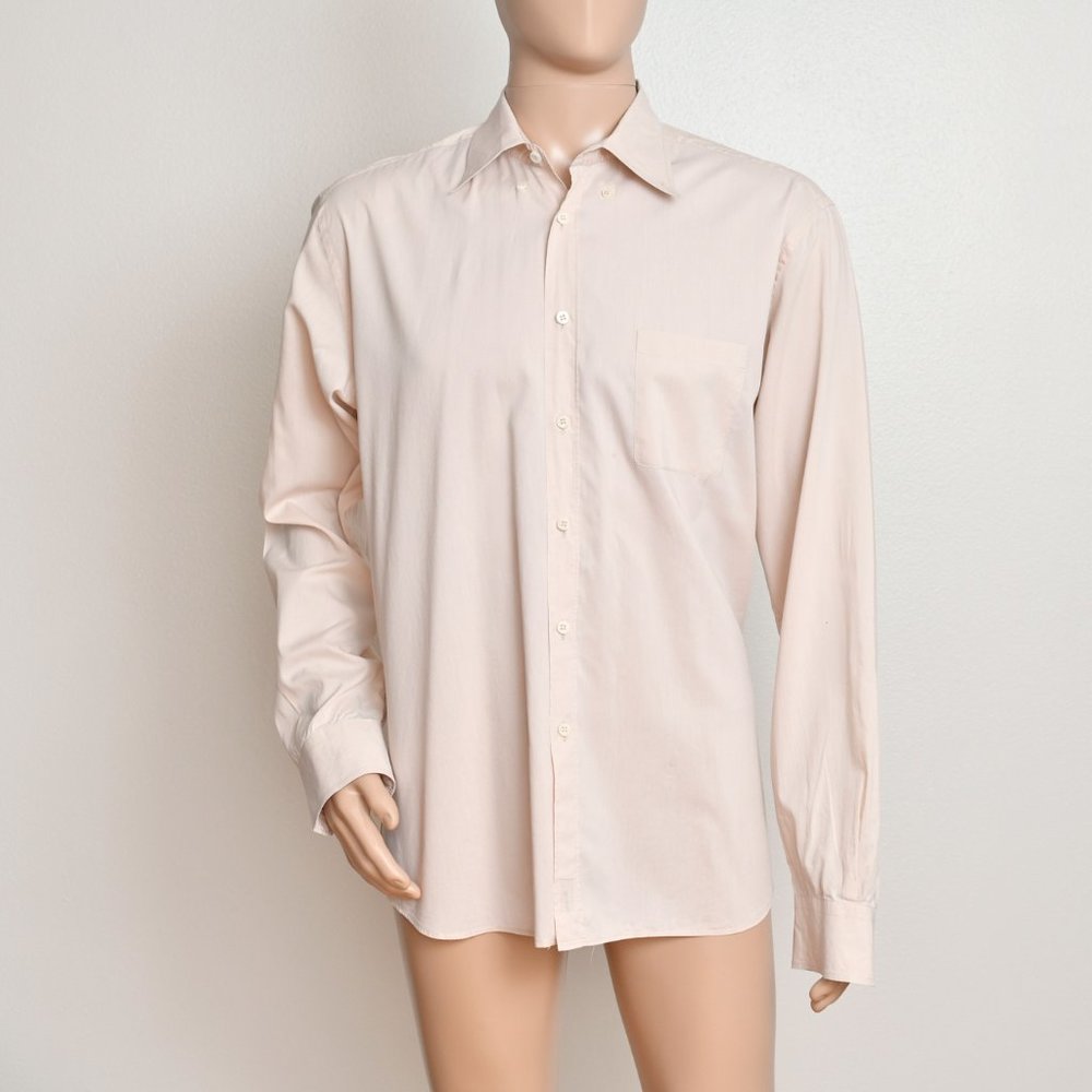Prada Pink / Tan  LS Dress Shirt EU43/17